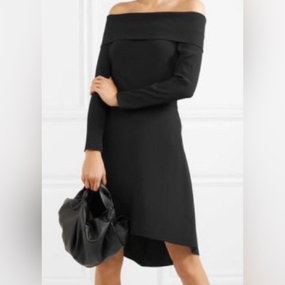 NWT Theory Kensington Elegant Black Mini Off-Shoulder Dress NWT Size 6 - Picture 3 of 7